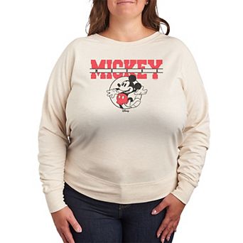 Plus Size Disney's Mickey Mouse Collegiate French Terry Long Sleeve Tee