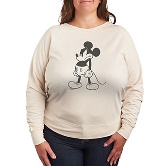 Plus Size Disney's Mickey Mouse Mad Stand French Terry Long Sleeve Tee