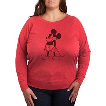 Plus Size Disney's Mickey Mouse Mad Stand French Terry Long Sleeve Tee
