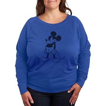 Plus Size Disney's Mickey Mouse Mad Stand French Terry Long Sleeve Tee