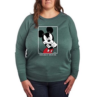 Plus Size Disney's Mickey Mouse Mad Pose French Terry Long Sleeve Tee
