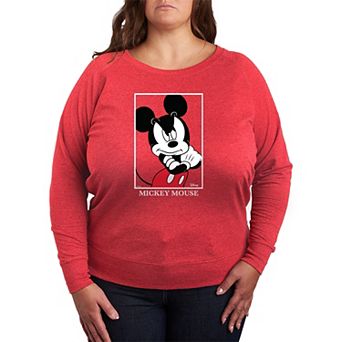 Plus Size Disney's Mickey Mouse Mad Pose French Terry Long Sleeve Tee