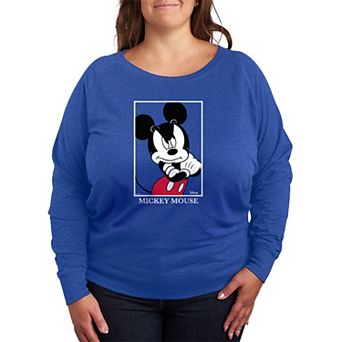 Plus Size Disney's Mickey Mouse Mad Pose French Terry Long Sleeve Tee