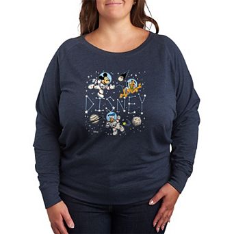 Plus Size Disney's Mickey Mouse & Friends Celestial Space French Terry Long Sleeve Tee