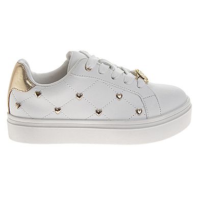 Badgley Mischka Girls Heart Studded Comfort Fit Sneakers
