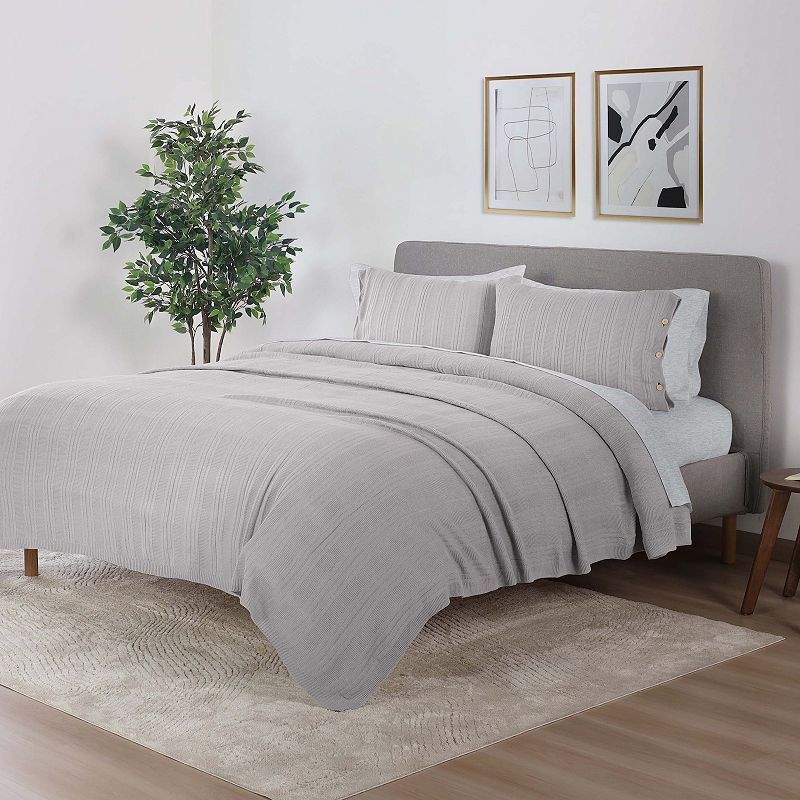 Vellux Malmo Throw Blanket Set with Shams, Warm Gray