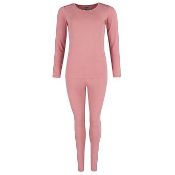 CTM Women's Thermal Underwear Long Sleeve and Pant Set