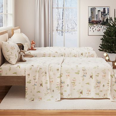 Christmas Print Cotton Flannel Sheet Set