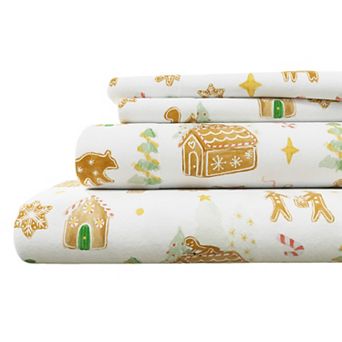 Christmas Print Cotton Flannel Sheet Set