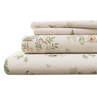 Christmas Print Cotton Flannel Sheet Set
