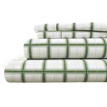 Turkish Cotton Plaid Flannel Sheet Set with Pillowcases