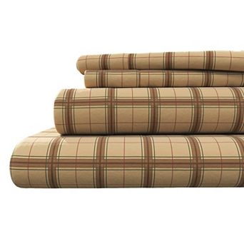 Turkish Cotton Plaid Flannel Sheet Set with Pillowcases