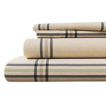 Turkish Cotton Plaid Flannel Sheet Set with Pillowcases