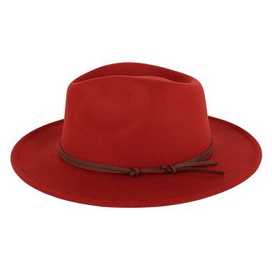 CTM Women's Vegan Felt Fedora with Knotted Hatband