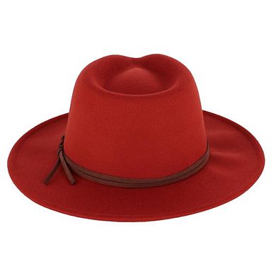 CTM Women's Vegan Felt Fedora with Knotted Hatband