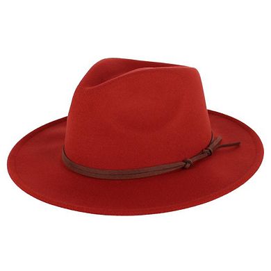CTM Women's Vegan Felt Fedora with Knotted Hatband