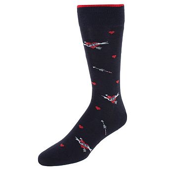 CTM Men's Heart Tattoo Novelty Crew Cotton Blend Socks (1 Pair)