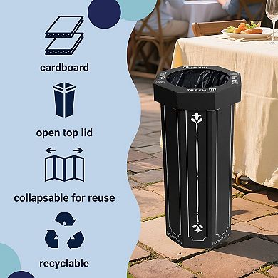 Fleur 25-Gallon Classic Disposable Corrugated Cardboard Event Trash Can and Recycling Bin (Set of 2)