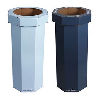 Fleur 25-Gallon Classic Disposable Corrugated Cardboard Event Trash Can and Recycling Bin (Set of 2)