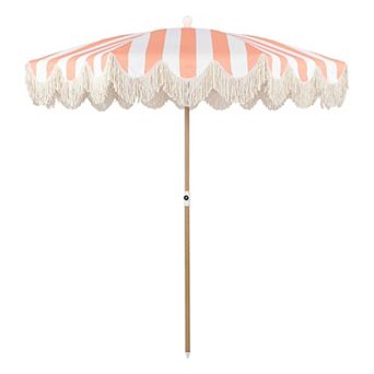 Mariner 6.5 ft. Classic Cottage Fringe Beach Umbrella with Tilt, Vent, UV Protection & Carry Bag