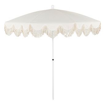Mariner 6.5 ft. Classic Cottage Fringe Beach Umbrella with Tilt, Vent, UV Protection & Carry Bag