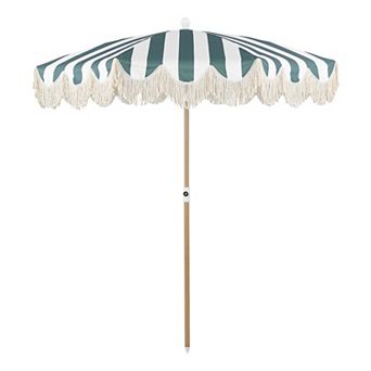 Mariner 6.5 ft. Classic Cottage Fringe Beach Umbrella with Tilt, Vent, UV Protection & Carry Bag