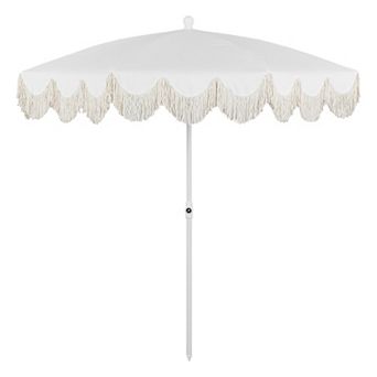 Mariner 6.5 ft. Classic Cottage Fringe Beach Umbrella with Tilt, Vent, UV Protection & Carry Bag