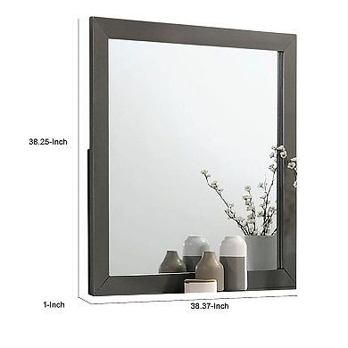 Aliso Dresser Mirror, Modern Metallic Gray Solid Wood Frame, 38 Inch