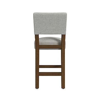 Bowo Counter Stool Chair, Woven Fabric, Hardwood Legs
