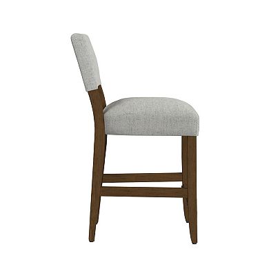 Bowo Counter Stool Chair, Woven Fabric, Hardwood Legs