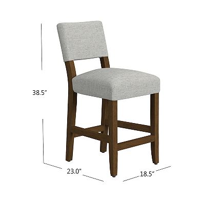 Bowo Counter Stool Chair, Woven Fabric, Hardwood Legs