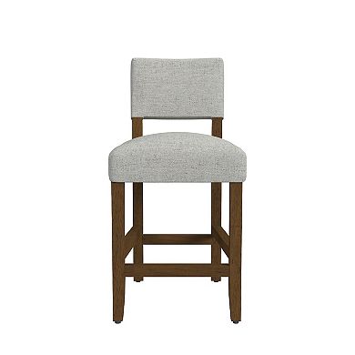 Bowo Counter Stool Chair, Woven Fabric, Hardwood Legs