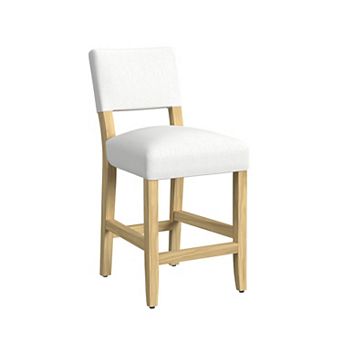 Bowo Counter Stool Chair, Woven Fabric, Hardwood Legs