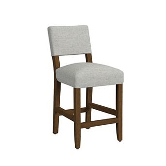Bowo Counter Stool Chair, Woven Fabric, Hardwood Legs