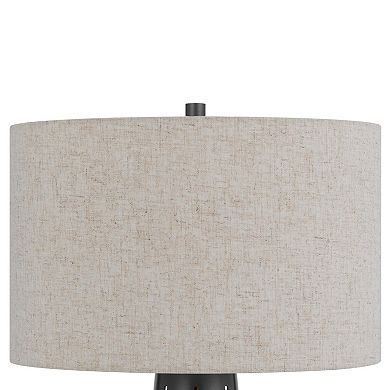 Tiy 30 Inch Table Lamp, White Hardback Drum Shade, Gray Iron Cone Base