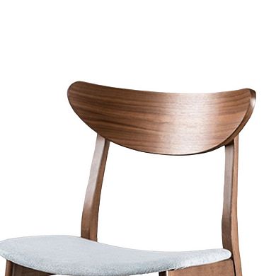 Skie Side Dining Chair Set of 2, Curved Panel Back, Angle Legs, Gray Fabric