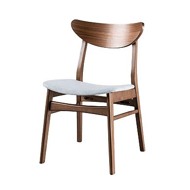 Skie Side Dining Chair Set of 2, Curved Panel Back, Angle Legs, Gray Fabric