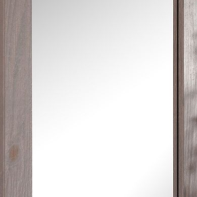 Stav 40 Inch Wall Mirror, Rustic White Solid Wood Rectangular Frame