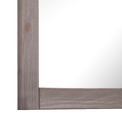 Stav 40 Inch Wall Mirror, Rustic White Solid Wood Rectangular Frame
