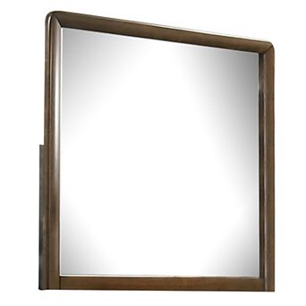 Cair Dresser Mirror, 32 Inch Rectangular Frame, Round Edges, Brown Wood