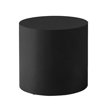 Rano Side End Table, Round Iron Top, Modern Drum Shape