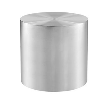 Rano Side End Table, Round Iron Top, Modern Drum Shape