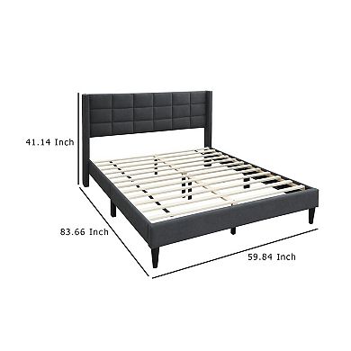 Meno Bed, Square Stitched Linen Upholstery