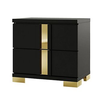 Yoki Nightstand, 2 Drawers, Modern Glam
