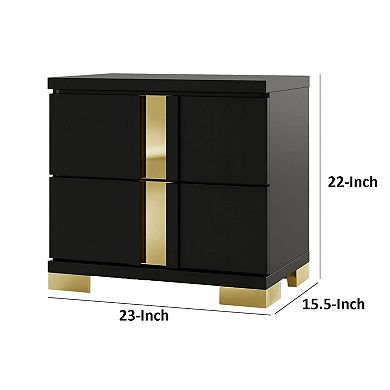 Yoki Nightstand, 2 Drawers, Modern Glam