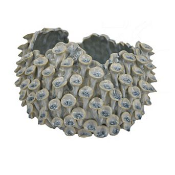 Nina Decorative Bowl, Light Blue, Textured Coral Gray Ceramic, 11 Inch
