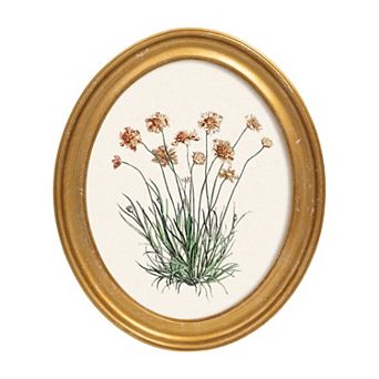 Belle Maison 10" x 12" Oval Floral Wall Art Under Glass