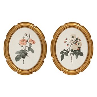 Belle Maison 2 pc Floral Wall Art Under Glass Set