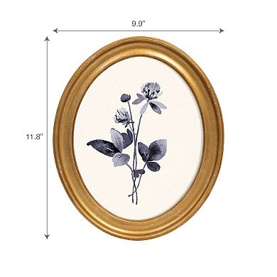 Belle Maison 10" x 12" Oval Floral Print Wall Art Under Glass