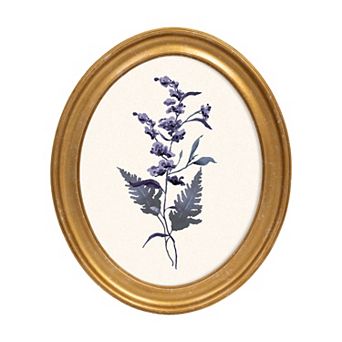 Belle Maison 10" x 12" Oval Purple Floral Wall Art Under Glass